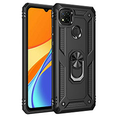 Coque Contour Silicone et Plastique Housse Etui Mat avec Magnetique Support Bague Anneau MQ3 pour Xiaomi POCO C3 Noir