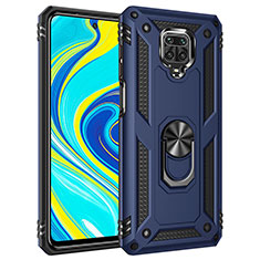 Coque Contour Silicone et Plastique Housse Etui Mat avec Magnetique Support Bague Anneau MQ3 pour Xiaomi Poco M2 Pro Bleu