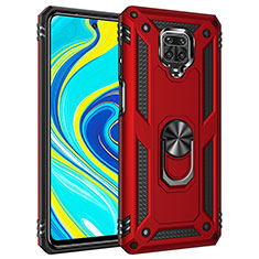 Coque Contour Silicone et Plastique Housse Etui Mat avec Magnetique Support Bague Anneau MQ3 pour Xiaomi Poco M2 Pro Rouge