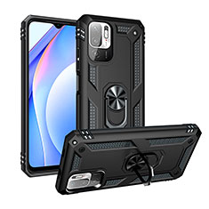 Coque Contour Silicone et Plastique Housse Etui Mat avec Magnetique Support Bague Anneau MQ3 pour Xiaomi POCO M3 Pro 5G Noir