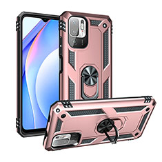 Coque Contour Silicone et Plastique Housse Etui Mat avec Magnetique Support Bague Anneau MQ3 pour Xiaomi POCO M3 Pro 5G Or Rose