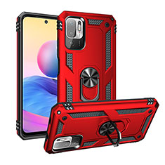 Coque Contour Silicone et Plastique Housse Etui Mat avec Magnetique Support Bague Anneau MQ3 pour Xiaomi POCO M3 Pro 5G Rouge