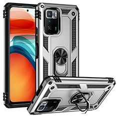 Coque Contour Silicone et Plastique Housse Etui Mat avec Magnetique Support Bague Anneau MQ3 pour Xiaomi Poco X3 GT 5G Argent