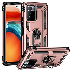 Coque Contour Silicone et Plastique Housse Etui Mat avec Magnetique Support Bague Anneau MQ3 pour Xiaomi Poco X3 GT 5G Or Rose