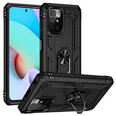 Coque Contour Silicone et Plastique Housse Etui Mat avec Magnetique Support Bague Anneau MQ3 pour Xiaomi Redmi 10 (2022) Noir