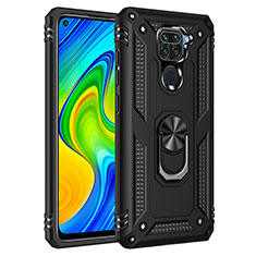 Coque Contour Silicone et Plastique Housse Etui Mat avec Magnetique Support Bague Anneau MQ3 pour Xiaomi Redmi 10X 4G Noir