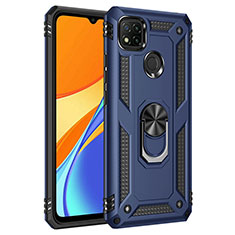 Coque Contour Silicone et Plastique Housse Etui Mat avec Magnetique Support Bague Anneau MQ3 pour Xiaomi Redmi 9 Activ Bleu