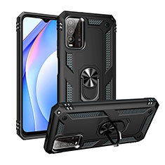 Coque Contour Silicone et Plastique Housse Etui Mat avec Magnetique Support Bague Anneau MQ3 pour Xiaomi Redmi 9 Power Noir