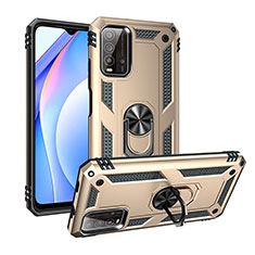 Coque Contour Silicone et Plastique Housse Etui Mat avec Magnetique Support Bague Anneau MQ3 pour Xiaomi Redmi 9 Power Or