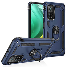 Coque Contour Silicone et Plastique Housse Etui Mat avec Magnetique Support Bague Anneau MQ3 pour Xiaomi Redmi K30S 5G Bleu