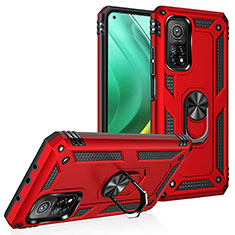 Coque Contour Silicone et Plastique Housse Etui Mat avec Magnetique Support Bague Anneau MQ3 pour Xiaomi Redmi K30S 5G Rouge