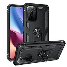 Coque Contour Silicone et Plastique Housse Etui Mat avec Magnetique Support Bague Anneau MQ3 pour Xiaomi Redmi K40 Pro+ Plus 5G Noir