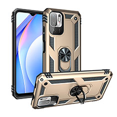 Coque Contour Silicone et Plastique Housse Etui Mat avec Magnetique Support Bague Anneau MQ3 pour Xiaomi Redmi Note 10 5G Or