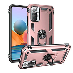 Coque Contour Silicone et Plastique Housse Etui Mat avec Magnetique Support Bague Anneau MQ3 pour Xiaomi Redmi Note 10 Pro Max Or Rose