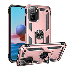 Coque Contour Silicone et Plastique Housse Etui Mat avec Magnetique Support Bague Anneau MQ3 pour Xiaomi Redmi Note 10S 4G Or Rose