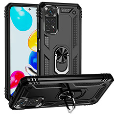 Coque Contour Silicone et Plastique Housse Etui Mat avec Magnetique Support Bague Anneau MQ3 pour Xiaomi Redmi Note 11 4G (2022) Noir