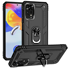 Coque Contour Silicone et Plastique Housse Etui Mat avec Magnetique Support Bague Anneau MQ3 pour Xiaomi Redmi Note 11 Pro 4G Noir