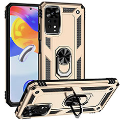 Coque Contour Silicone et Plastique Housse Etui Mat avec Magnetique Support Bague Anneau MQ3 pour Xiaomi Redmi Note 11 Pro 4G Or