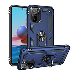 Coque Contour Silicone et Plastique Housse Etui Mat avec Magnetique Support Bague Anneau MQ3 pour Xiaomi Redmi Note 11 SE India 4G Bleu