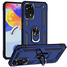 Coque Contour Silicone et Plastique Housse Etui Mat avec Magnetique Support Bague Anneau MQ3 pour Xiaomi Redmi Note 12 Pro 4G Bleu