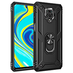 Coque Contour Silicone et Plastique Housse Etui Mat avec Magnetique Support Bague Anneau MQ3 pour Xiaomi Redmi Note 9S Noir