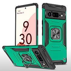 Coque Contour Silicone et Plastique Housse Etui Mat avec Magnetique Support Bague Anneau MQ4 pour Google Pixel 6 Pro 5G Vert Nuit