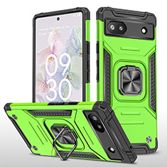 Coque Contour Silicone et Plastique Housse Etui Mat avec Magnetique Support Bague Anneau MQ4 pour Google Pixel 6a 5G Vert