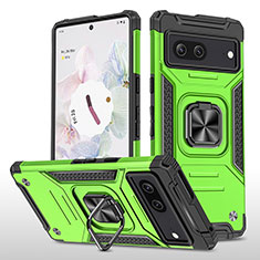 Coque Contour Silicone et Plastique Housse Etui Mat avec Magnetique Support Bague Anneau MQ4 pour Google Pixel 7 5G Vert