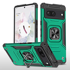 Coque Contour Silicone et Plastique Housse Etui Mat avec Magnetique Support Bague Anneau MQ4 pour Google Pixel 7 5G Vert Nuit