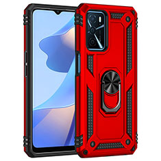 Coque Contour Silicone et Plastique Housse Etui Mat avec Magnetique Support Bague Anneau MQ4 pour Oppo A16s Rouge