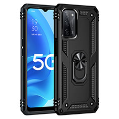 Coque Contour Silicone et Plastique Housse Etui Mat avec Magnetique Support Bague Anneau MQ4 pour Oppo A53s 5G Noir