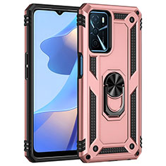 Coque Contour Silicone et Plastique Housse Etui Mat avec Magnetique Support Bague Anneau MQ4 pour Oppo A54s Or Rose