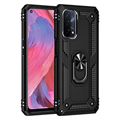 Coque Contour Silicone et Plastique Housse Etui Mat avec Magnetique Support Bague Anneau MQ4 pour Oppo A74 5G Noir