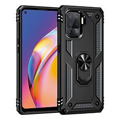 Coque Contour Silicone et Plastique Housse Etui Mat avec Magnetique Support Bague Anneau MQ4 pour Oppo F19 Pro Noir