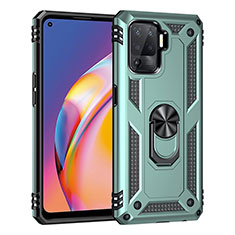 Coque Contour Silicone et Plastique Housse Etui Mat avec Magnetique Support Bague Anneau MQ4 pour Oppo F19 Pro Vert