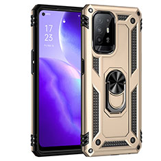 Coque Contour Silicone et Plastique Housse Etui Mat avec Magnetique Support Bague Anneau MQ4 pour Oppo Reno5 Z 5G Or