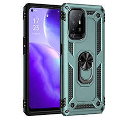 Coque Contour Silicone et Plastique Housse Etui Mat avec Magnetique Support Bague Anneau MQ4 pour Oppo Reno5 Z 5G Vert