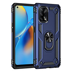 Coque Contour Silicone et Plastique Housse Etui Mat avec Magnetique Support Bague Anneau MQ4 pour Oppo Reno6 Lite Bleu