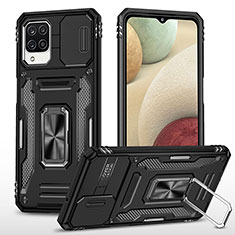 Coque Contour Silicone et Plastique Housse Etui Mat avec Magnetique Support Bague Anneau MQ4 pour Samsung Galaxy A12 5G Noir