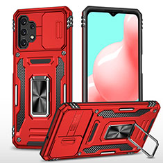 Coque Contour Silicone et Plastique Housse Etui Mat avec Magnetique Support Bague Anneau MQ4 pour Samsung Galaxy A32 4G Rouge