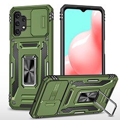 Coque Contour Silicone et Plastique Housse Etui Mat avec Magnetique Support Bague Anneau MQ4 pour Samsung Galaxy A32 4G Vert