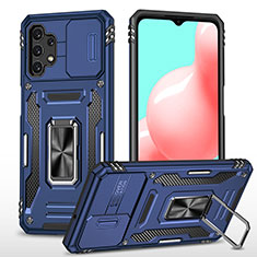 Coque Contour Silicone et Plastique Housse Etui Mat avec Magnetique Support Bague Anneau MQ4 pour Samsung Galaxy A32 5G Bleu