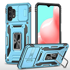 Coque Contour Silicone et Plastique Housse Etui Mat avec Magnetique Support Bague Anneau MQ4 pour Samsung Galaxy A32 5G Bleu Ciel