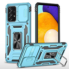 Coque Contour Silicone et Plastique Housse Etui Mat avec Magnetique Support Bague Anneau MQ4 pour Samsung Galaxy A52 4G Bleu Ciel