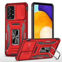 Coque Contour Silicone et Plastique Housse Etui Mat avec Magnetique Support Bague Anneau MQ4 pour Samsung Galaxy A52 5G Rouge