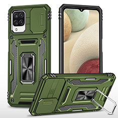 Coque Contour Silicone et Plastique Housse Etui Mat avec Magnetique Support Bague Anneau MQ4 pour Samsung Galaxy F12 Vert