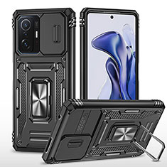 Coque Contour Silicone et Plastique Housse Etui Mat avec Magnetique Support Bague Anneau MQ4 pour Xiaomi Mi 11T 5G Noir