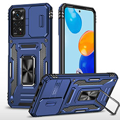 Coque Contour Silicone et Plastique Housse Etui Mat avec Magnetique Support Bague Anneau MQ4 pour Xiaomi Redmi Note 12 Pro 4G Bleu