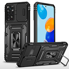 Coque Contour Silicone et Plastique Housse Etui Mat avec Magnetique Support Bague Anneau MQ4 pour Xiaomi Redmi Note 12 Pro 4G Noir