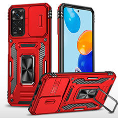 Coque Contour Silicone et Plastique Housse Etui Mat avec Magnetique Support Bague Anneau MQ4 pour Xiaomi Redmi Note 12 Pro 4G Rouge